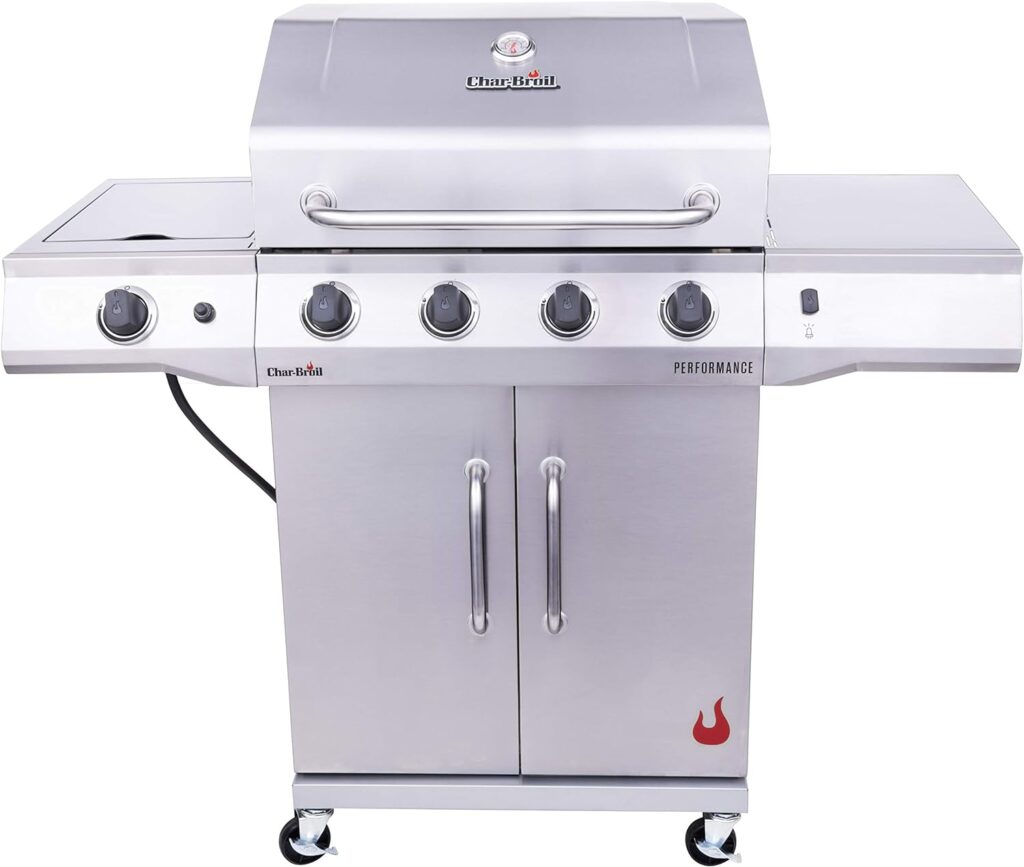 Char-Broil Performance Series Convective 4-Burner with Side Burner Cabinet Propane Gas Stainless Steel Grill - 463354021