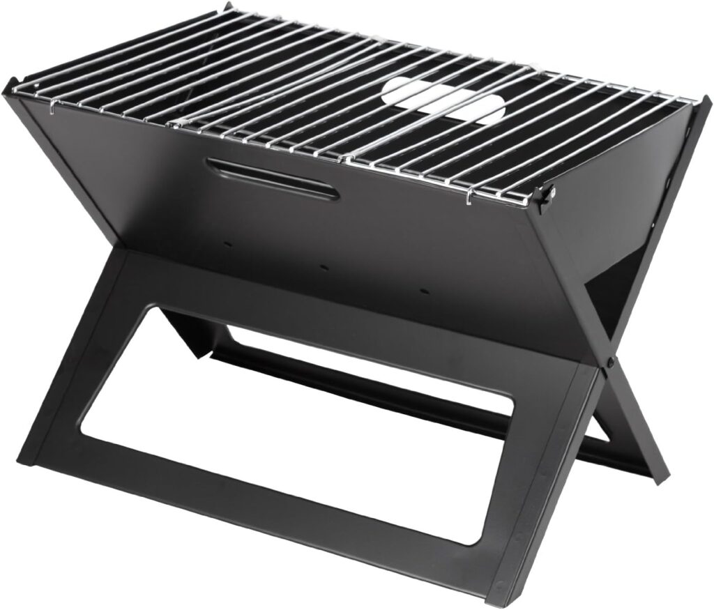 Fire Sense 60508 Notebook Charcoal BBQ Grill 3.5mm Cooking Bars Instant Foldable  Easy Portability For Outdoor Barbecues Camping Traveling Picnics Garden Beach Party - Black