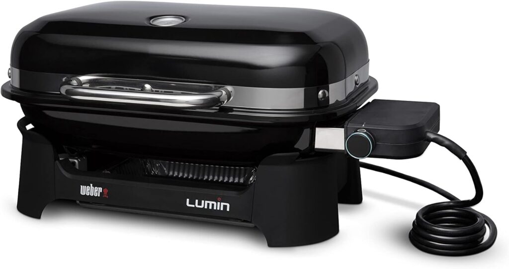 Weber Lumin Compact Outdoor Electric Barbecue Grill, Black - Great Small Spaces such as Patios, Balconies, and Decks, Portable and Convenient