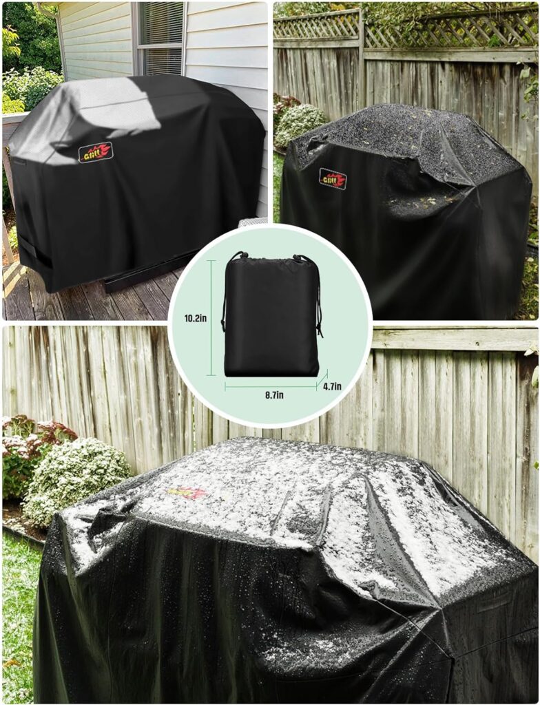 EpicMelody BBQ Grill Cover, 58inch 600D Heavy Duty Weather-Resistant Grill Cover for Outdoor Grill, Waterproof Gas Grill Covers with Straps  Handles, Barbecue Cover for Weber Nexgrill Grill and More