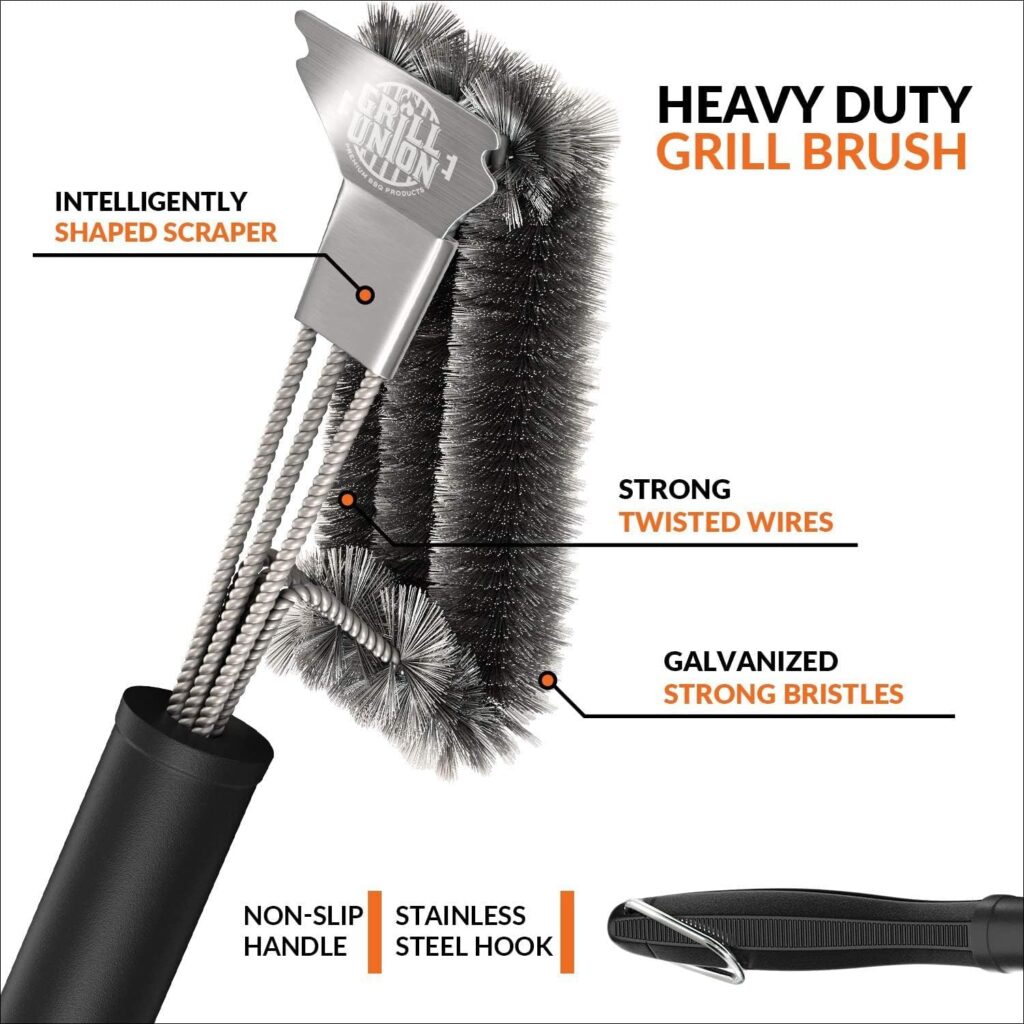 BBQ Grill BrushScraper for Outdoor Grill 18 Stainless Steel Grill Cleaning Brush Grill Grate Cleaner Safe Grill Accessories for Weber Gas, Charcoal, Smoker, Cast Iron,Infrared-Gifts for Men