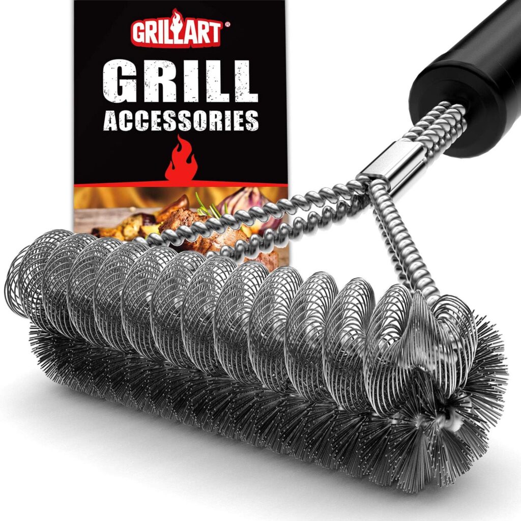 GRILLART Grill Brush Bristle Free  Wire Combined BBQ Brush - Safe  Efficient Grill Cleaning Brush- 17 Grill Cleaner Brush for Gas/Porcelain/Charbroil Grates - BBQ Accessories Gifts for Men