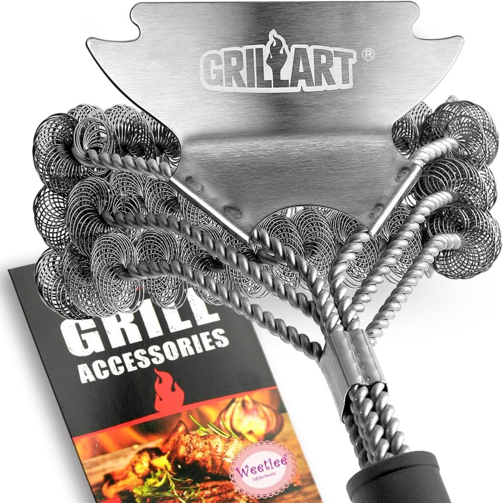 GRILLART Grill Brush and Scraper Bristle Free – Safe BBQ Brush for Grill – 18 Stainless Grill Grate Cleaner - Safe Grill Accessories for Porcelain/Weber Gas/Charcoal Grill – Gifts for Grill Wizard