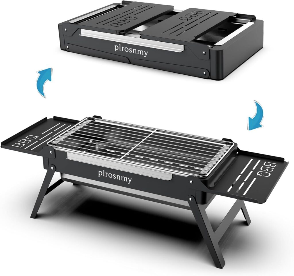 Barbecue Grill,Portable Charcoal Foldable Grill, Small Grills Outdoor Cooking for Travel, Camping Smoker BBQ Grill, Stainless Steel Table Top Grill Charcoal for Outdoor Cooking,Camping,Backyard