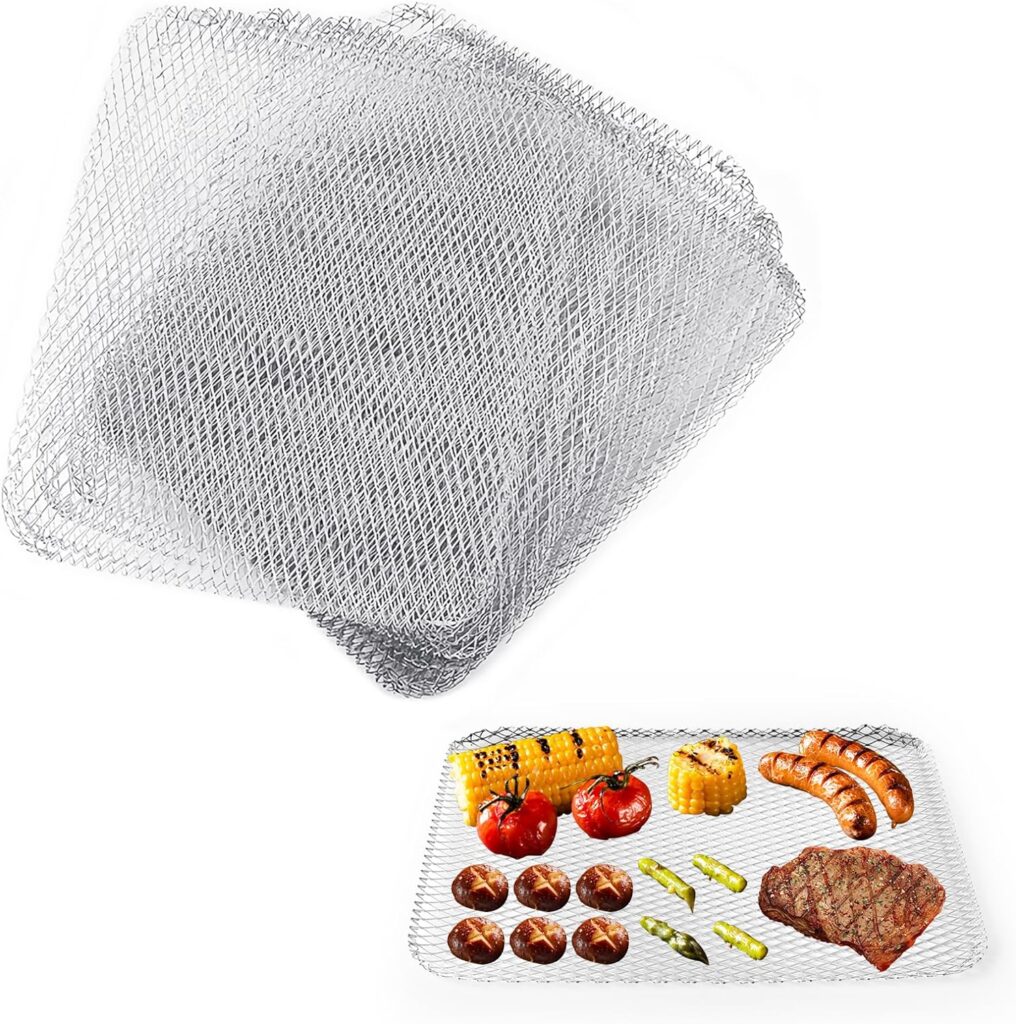 Grill Topper, Grill BBQ Disposable Grill Toppers, 10 Pack Grill Topper for Outdoor Grill Disposable Grilling Liners Prevent Food from Falling Through Grill Grates - 15.3x12 Inch