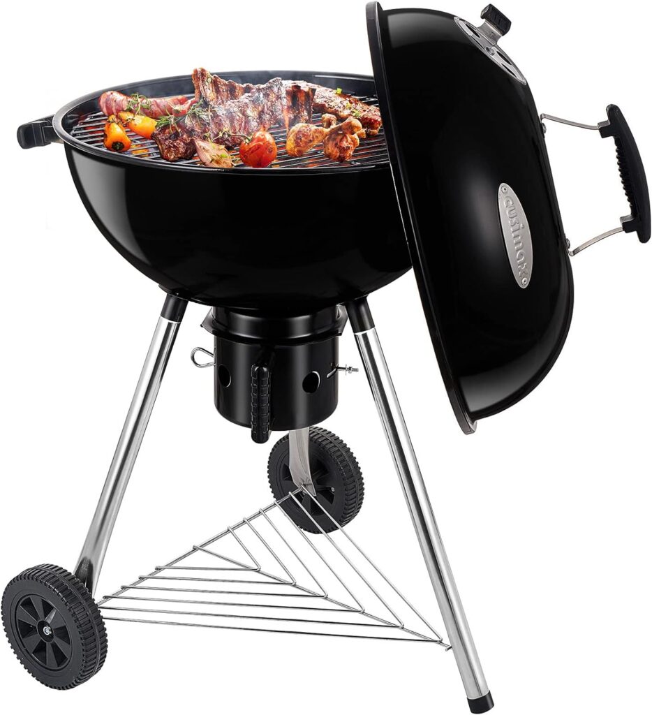 CUSIMAX Charcoal Grill Portable BBQ Grill Kettle 22.5 inch, Outdoor Grills  Smokers for Patio Backyard Barbecue Camping, Black