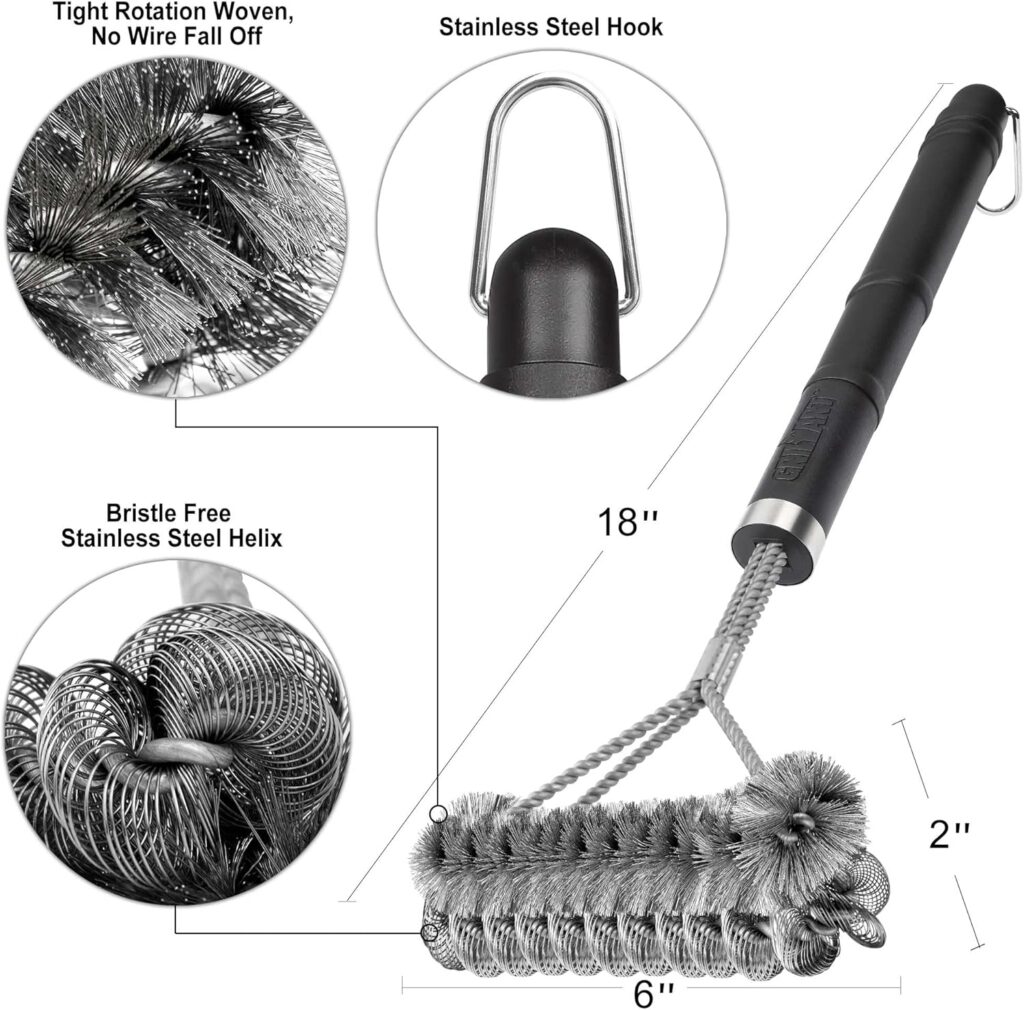 GRILLART Grill Brush Bristle Free  Wire Combined BBQ Brush - Safe  Efficient Grill Cleaning Brush- 18 Grill Cleaner Brush for Gas/Porcelain/Charbroil Grates - BBQ Accessories Gifts for Men