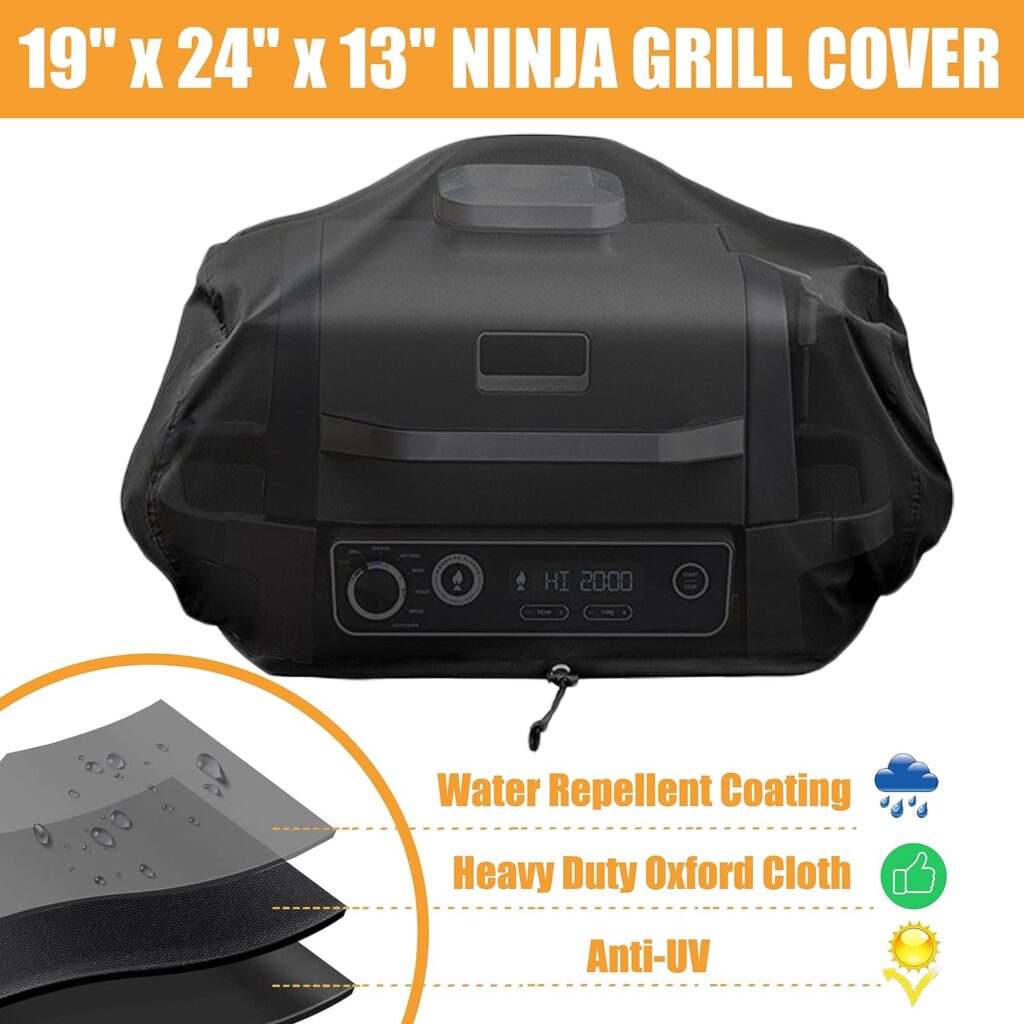 Cover for Ninja Woodfire Outdoor Grill - Waterproof Ninja Grill Cover Compatible with Ninja Smoker Grill OG701 OG751 OG700 Series - Heavy Duty 600D Oxford Fabric