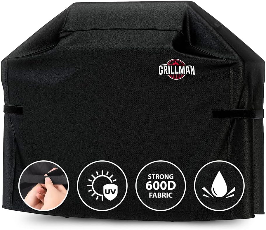 Grillman Premium Grill Cover for Outdoor Grill, BBQ Grill Cover 60 Inch- Rip-Proof, Waterproof, Top Heavy-Duty Large 60 Inch Grill Cover - Barbecue Cover  Gas Grill Covers (60L x 28W x 44H, Black)