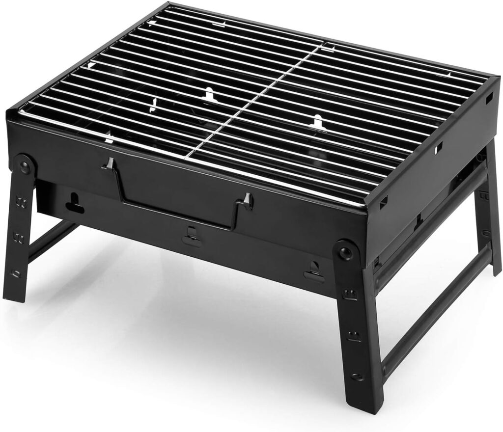 Uten Charcoal Grill, BBQ Grill Folding Portable Lightweight smoker Grill, Barbecue Grill Small desk Tabletop Outdoor Grill for Camping Picnics Garden Beach Party 13.7x9.4x 2.3