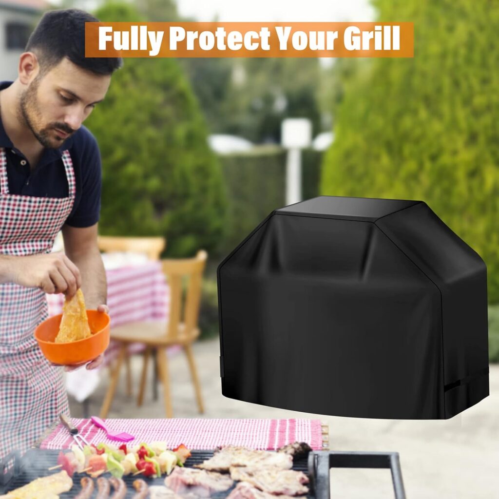 Grill Cover, BBQ Cover 59 inch,Grill Covers Waterproof,Anti-UV  Fade Resistant, Barbecue Grill Cover with Velcro Straps,Gas Grill Cover Rip Resistant,for Weber,Char Broil,Nexgrill Grills