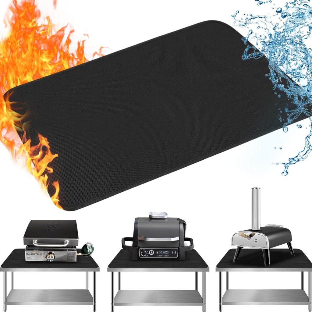 24 x 31 Grill Mat Fireproof for Outdoor Grill Protecting Prep Barbecue Table - Heat Resistant BBQ Tabletop Grilling Griddle Pad, Easy to Clean  Storage - Waterproof  Foldable, 1mm Thick